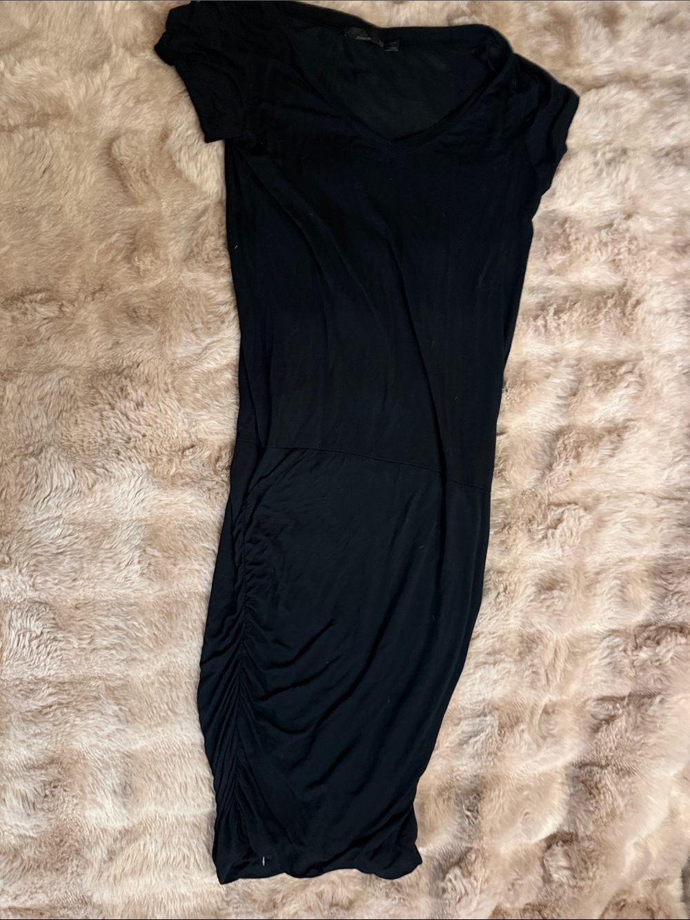 Prana Black Midi Dress with Side Ruched Detail